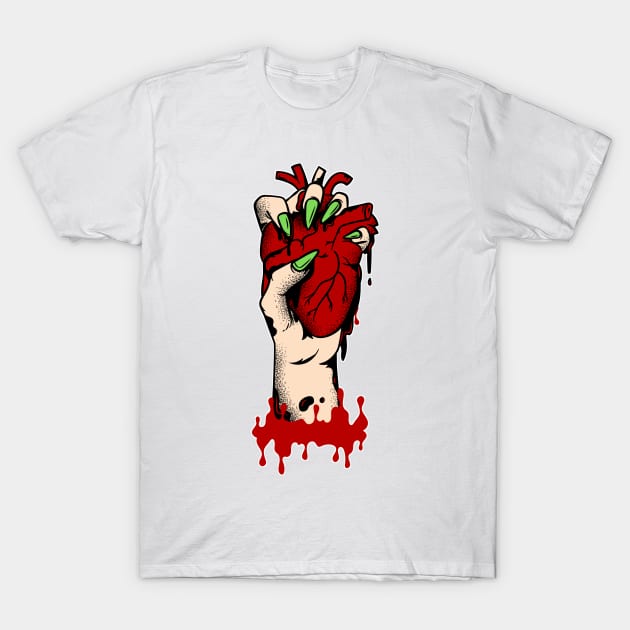 female hand bloody heart T-Shirt by JENNEFTRUST